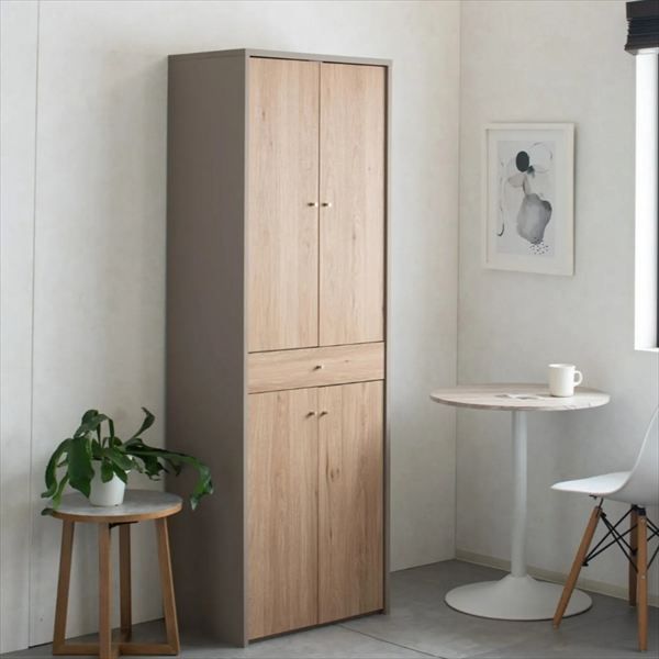 食器棚 シュランク 180cm 収納家具 キッチン収納 食器棚 キッチンボード 910219732 ツートーンカラー シルバー グレー ナチュラル 木目 シリーズ コーディネート 北欧風 新生活 一人暮らし 引っ越し