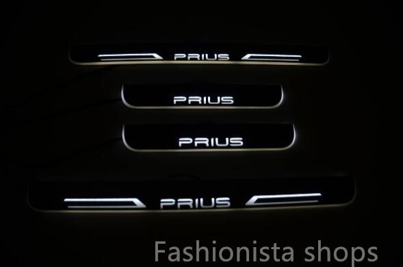 トヨタ プリウス スカッフプレート PRIUS LED 白 ホワイト 光る 流れる イルミネーション 連動 鏡面 シーケンシャル 4ピースshbcp72