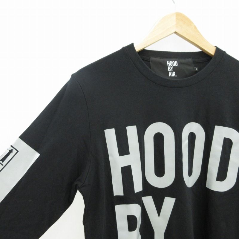 フッドバイエアー フードバイエアー HOOD BY AIR Tシャツ カットソー ロンT 長袖 ロゴプリント M 黒 ブラック /SS 0920  IBO55