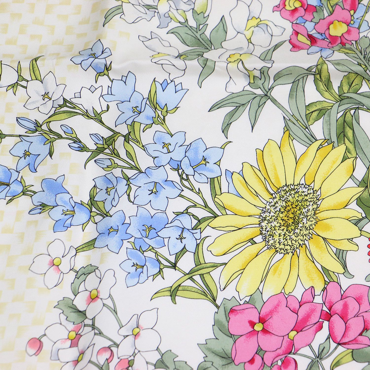 GUCCI グッチ スカーフ グリーン系 / フラワープリント シルク  