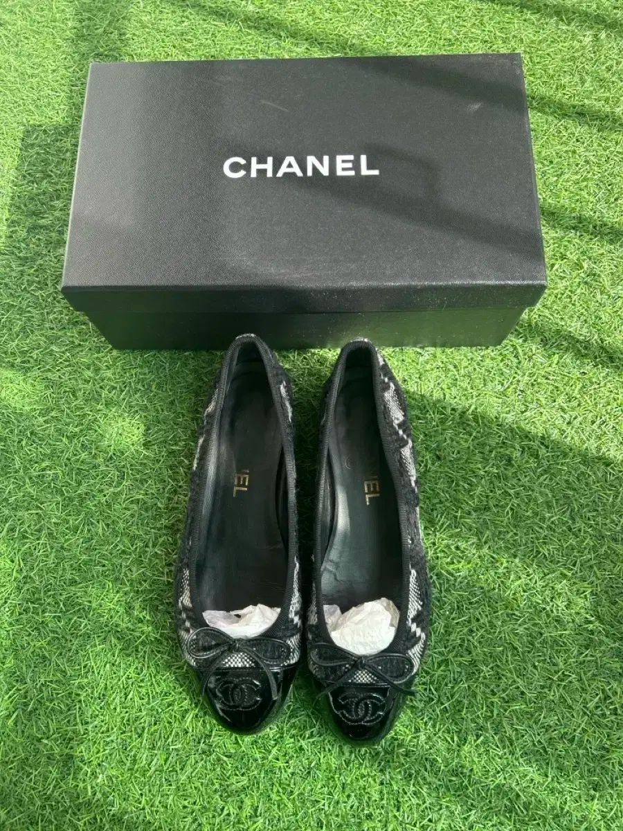 正規品 シャネル ツイード バレリーナ フラット 37 5