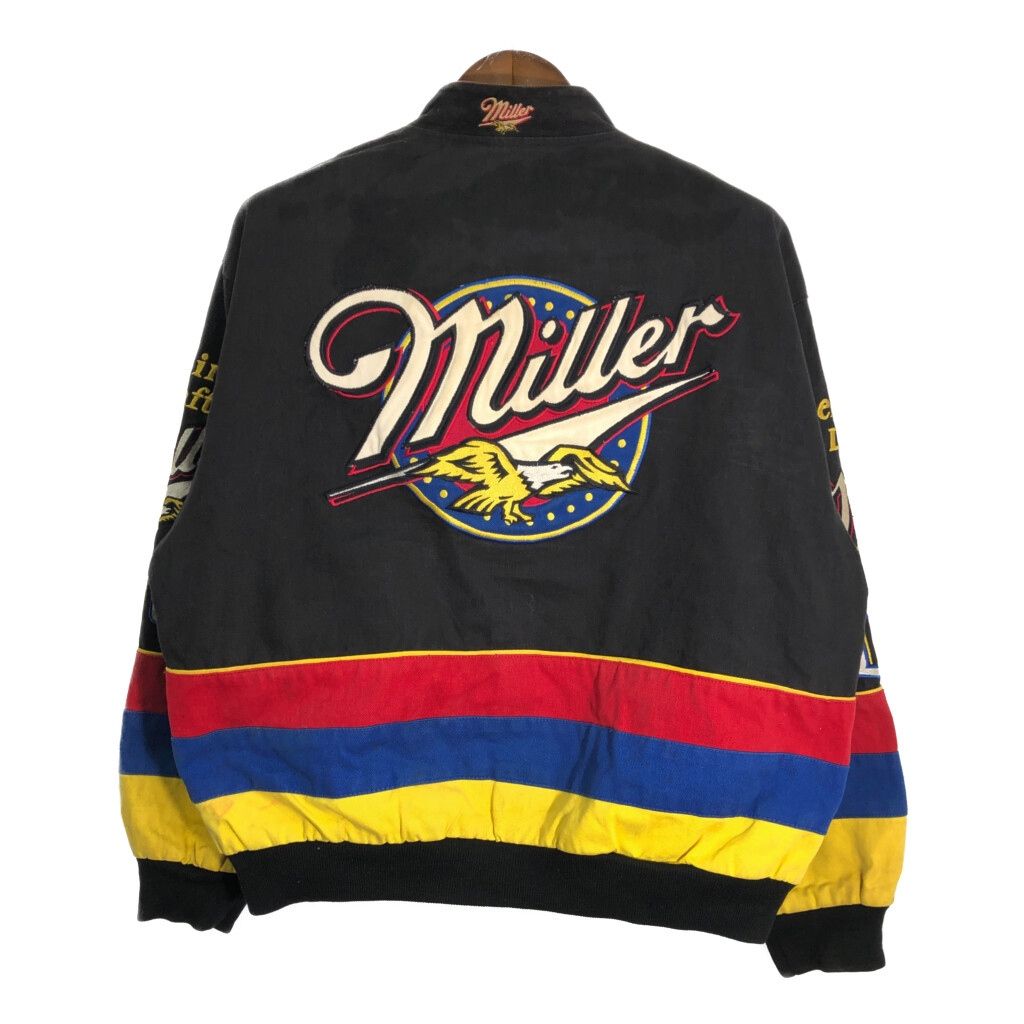 90s NASCAR レーシングジャケット USA製 刺繍 コットンツイル 青系 90s ナスカー オフィシャル コットン レーシング ジャケット