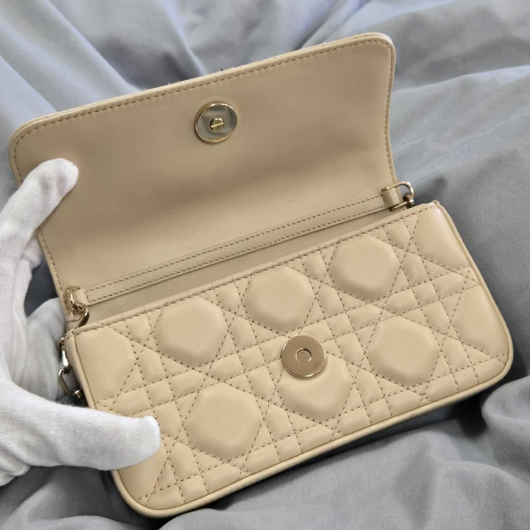 ♥ランク Dior My Dior フォンポーチ カナージュ ラムスキン ベージュ チェーンショルダーバック WWW_MORNINGWALKER_COM