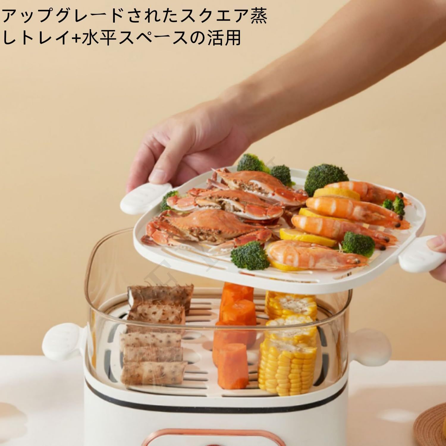 蒸し器 電気蒸し器 3段 大容量24L 多機能 スチームクッカー 電気