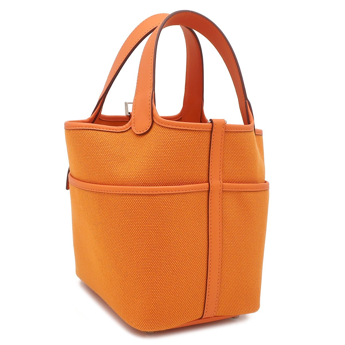 HERMES■カーゴロックピコタン18オレンジ銀装 トートバッグU刻印 エルメス HERMES ハンドバッグ ピコタンロック カーゴPM ヴォー