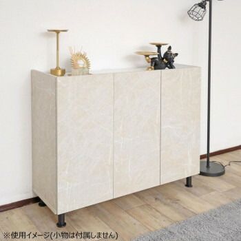 組立家具 リビング収納 キャビネット CO-MD-8511T ストーンホワイト 大理石風