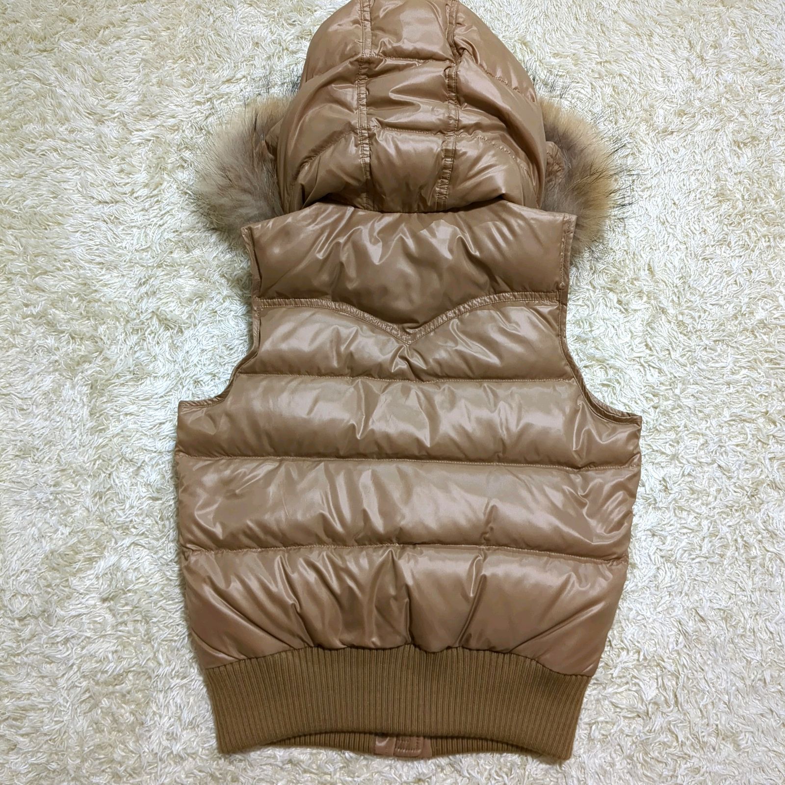 バーバリーブルーレーベル　ダウンベスト　ラクーン　ノバチェック　ファー着脱可 BURBERRY BLUELABEL ラクーンファー ダウンベスト ノバチェック