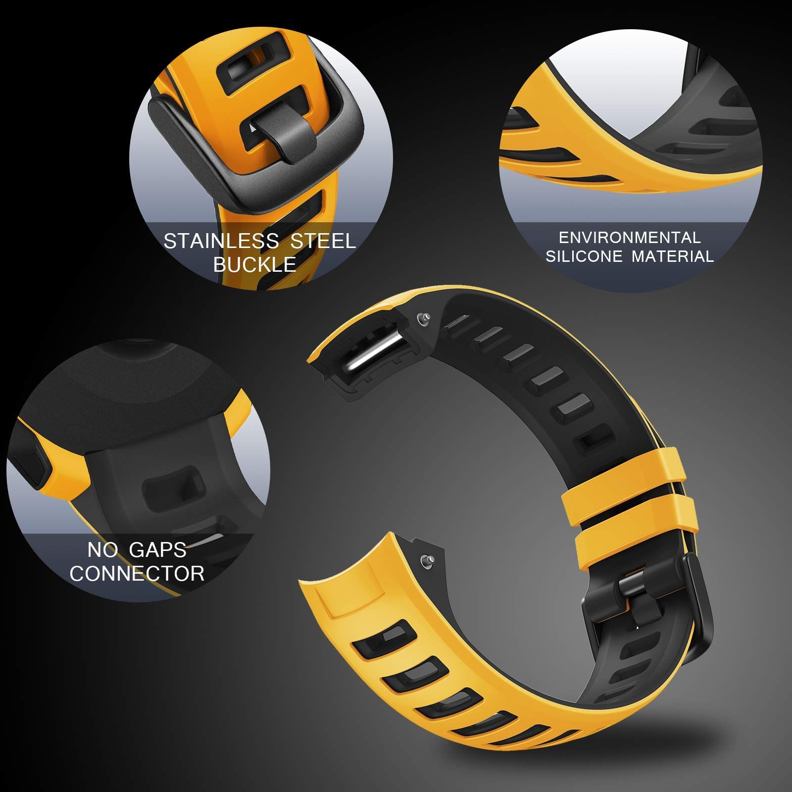 NotoCity Garmin Instinct用バンド シリコン交換用時計バンド Garmin Instinct 2/ Solar/Tactical対応 (イエロー) [イエロー]