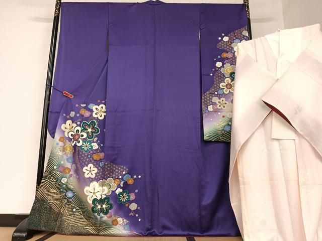 平和屋本店□色無地 まとめて 3点 花柄 毘沙門亀甲 地紋 など 着用可能