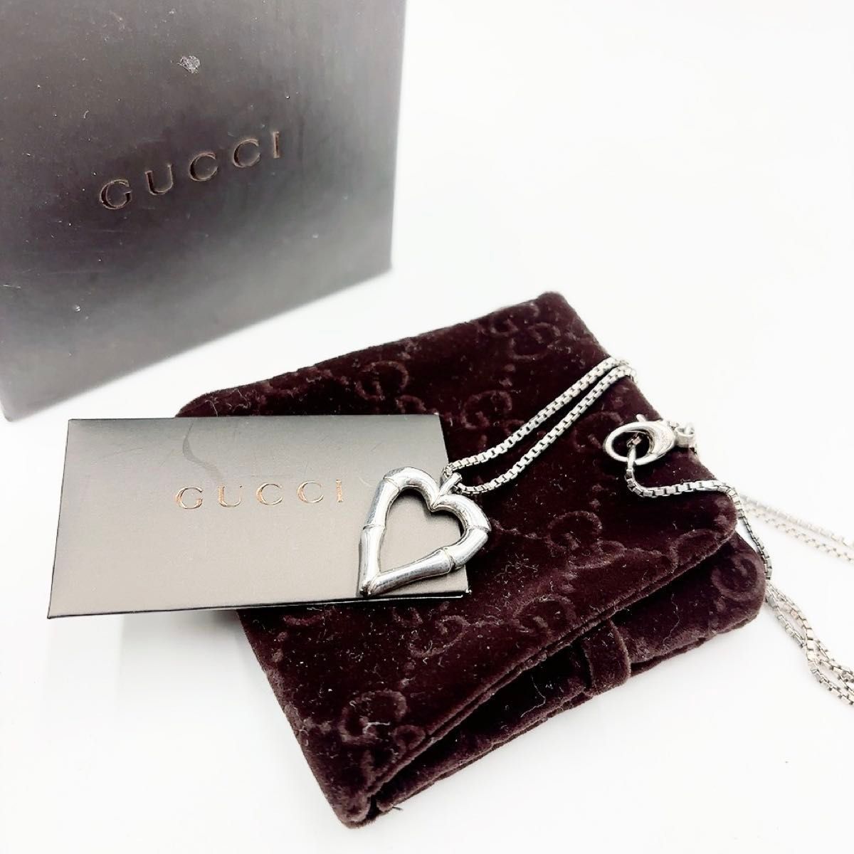 グッチ GUCCI バンブー ネックレス ハート チェーン シルバー925 総