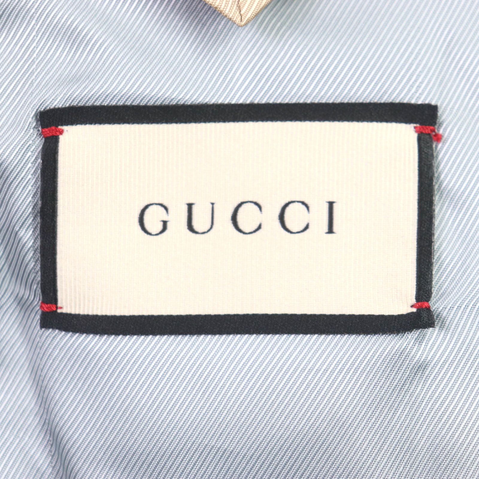 美品▼GUCCI グッチ 488545 DIY ウール100% ピークドラペル 襟ベロア ロゴ入りボタン チェスターコート ブラック 46 イタリア製 正規品 メンズ