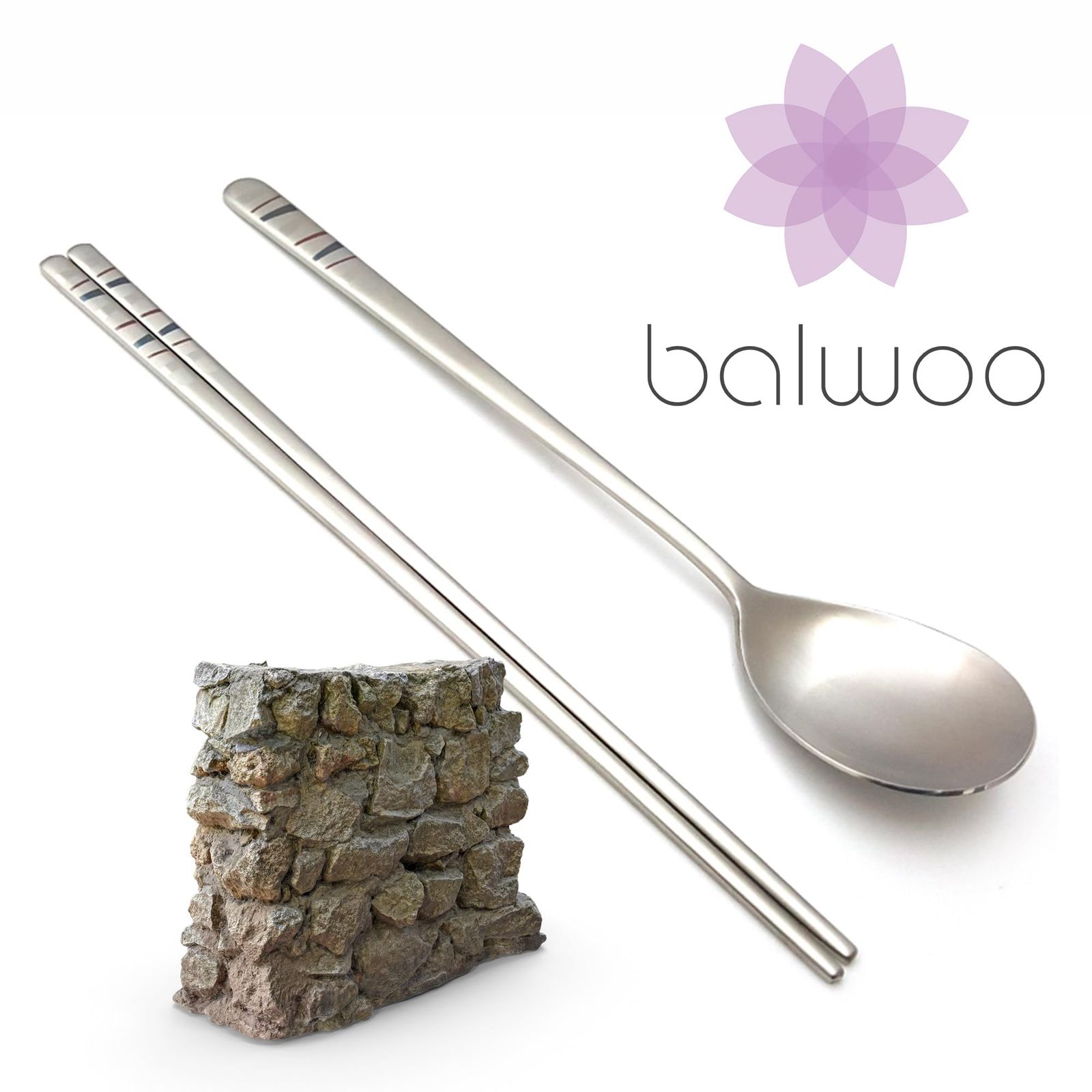 新品 Balwoo [5セット] 韓国スタイルスプーンセット 米飯スプーン 鉄箸 