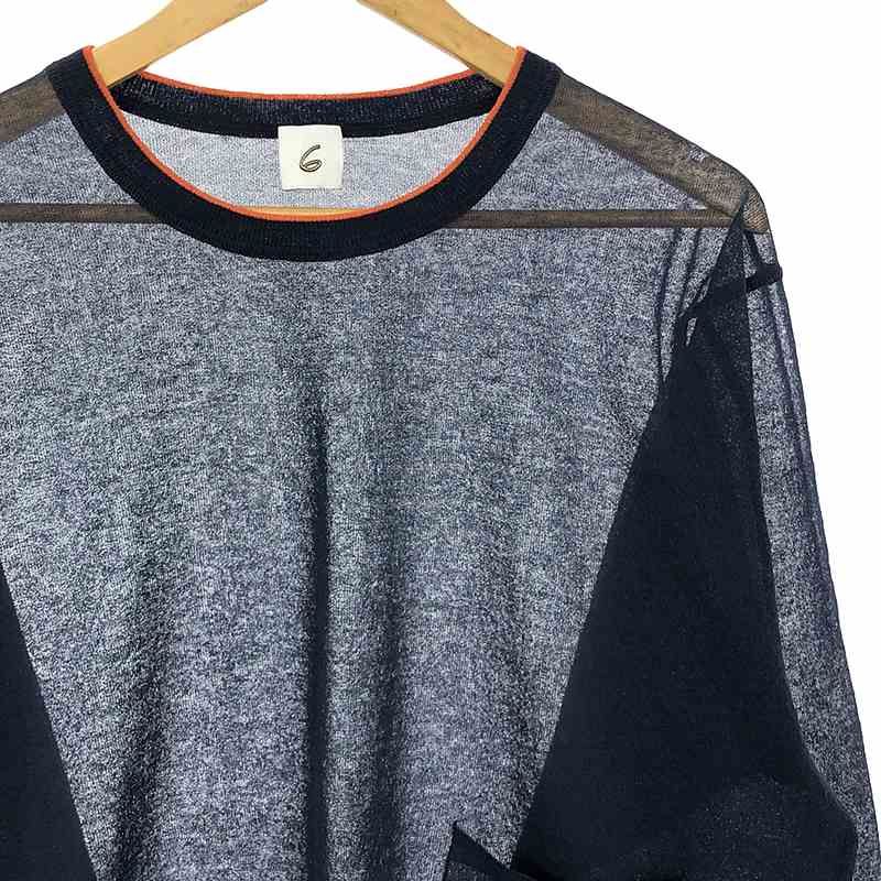 6(ROKU) / ロク | LINE COLOR CREW NECK KNIT ニット | ネイビー/オレンジ | レディース - メルカリ