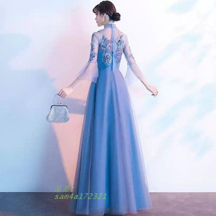 【お中元ギフト】 パーティードレス ロング丈 袖あり 発表会 成人式 結婚式 花嫁 二次会 舞踏会 ワンピース 演奏会 レディース ピアノ発表会 フォーマルドレス 大人 レースドレス am4a172321