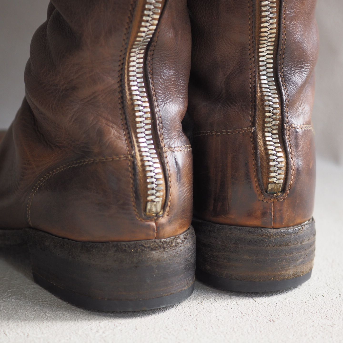 GUIDI グイディ 初期 42 バックジップ ブーツ ブラウン ジャ 美品☆ グイディ GUIDI バックジップ ブーツ 37 23.5cm ブラウン