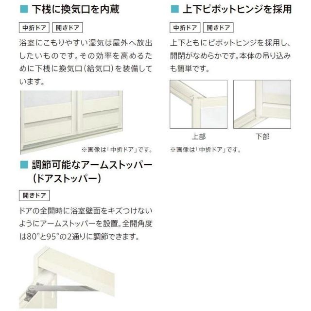 リシェント浴室開きドア / カバー工法 特注 W：514～880mm × H：1,559 