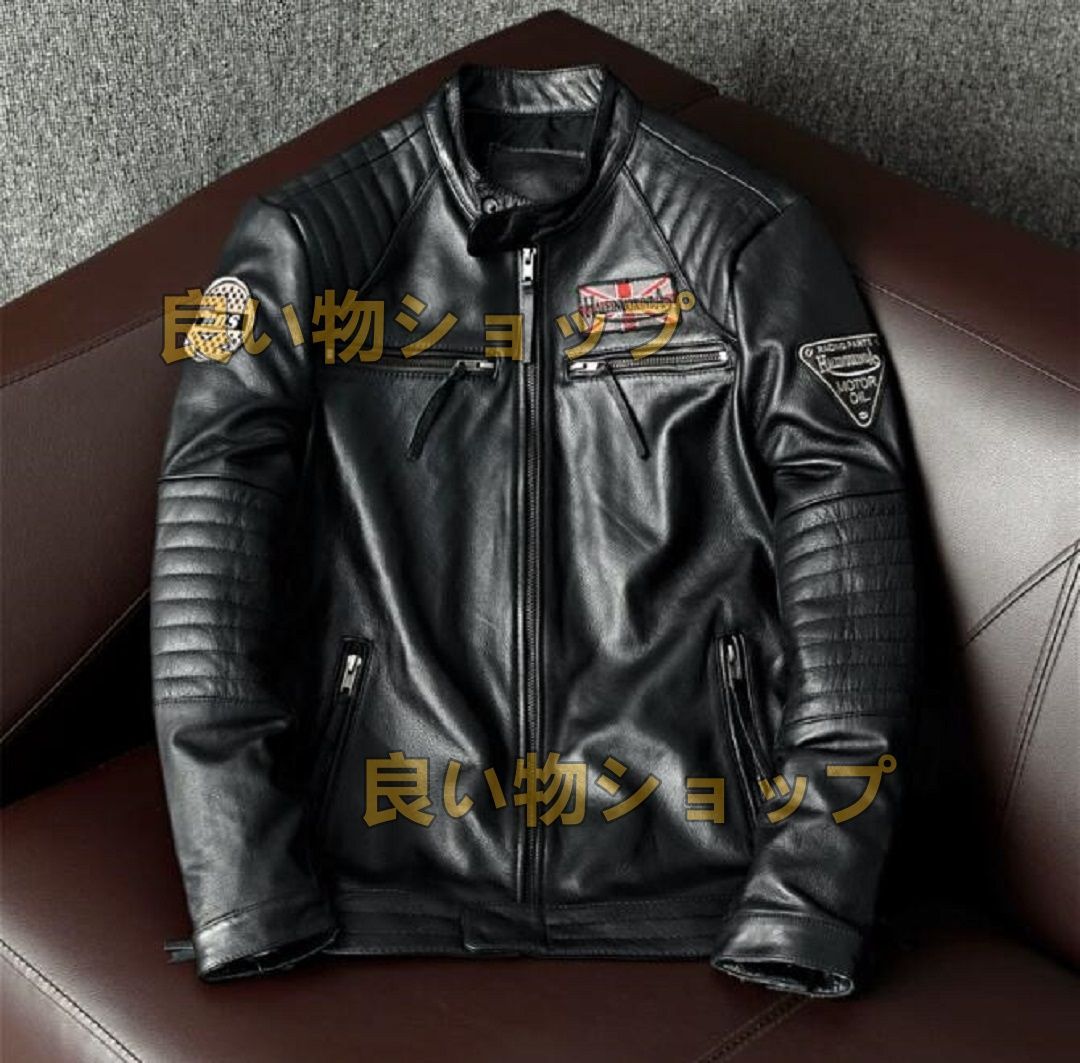 カウハイド シングル 革ジャン オートバイ|ライダース|レザー|フライトジャケット ブラック