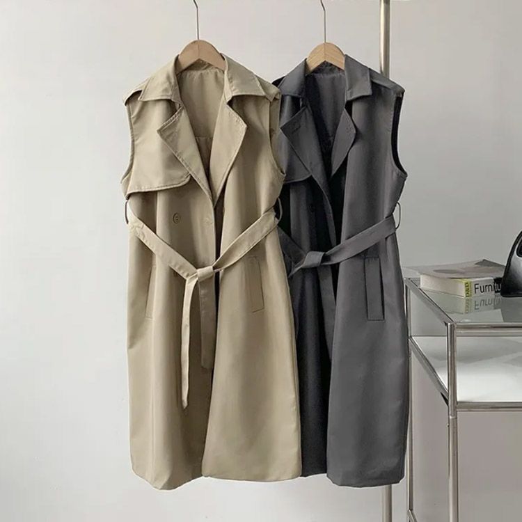 ロングジレ ベスト 春トップス レディース ノースリーブ ボタン留め オーバー 無地 ゆったり ポケット付き 大きいサイズ シンプルなデザイン 着回しGOOD ロングベスト ジレ レディース 春夏 リネン Vネック トップス