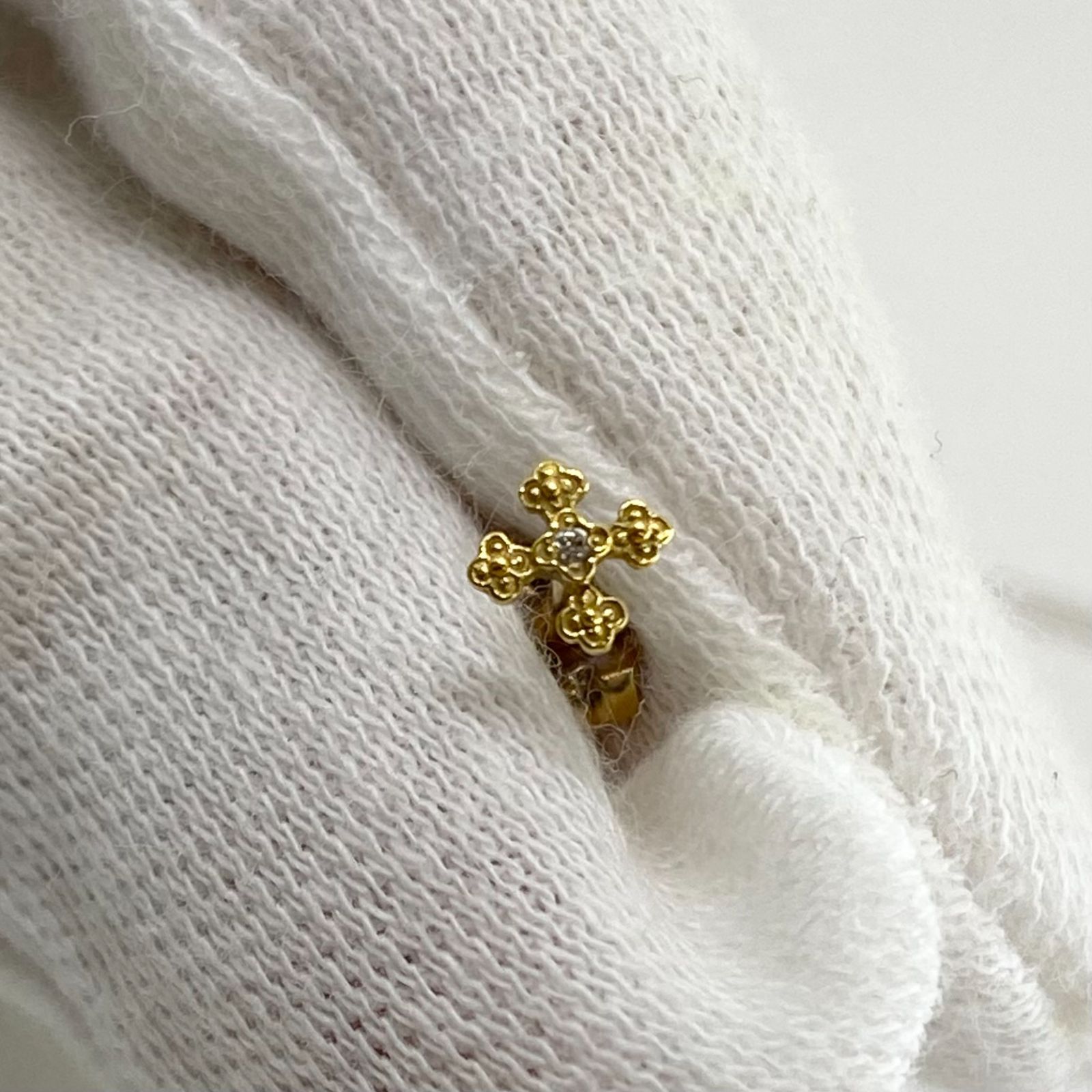 AHKAH K18 プチブルーム ピアス 片耳用 AK1133 ゴールド K18