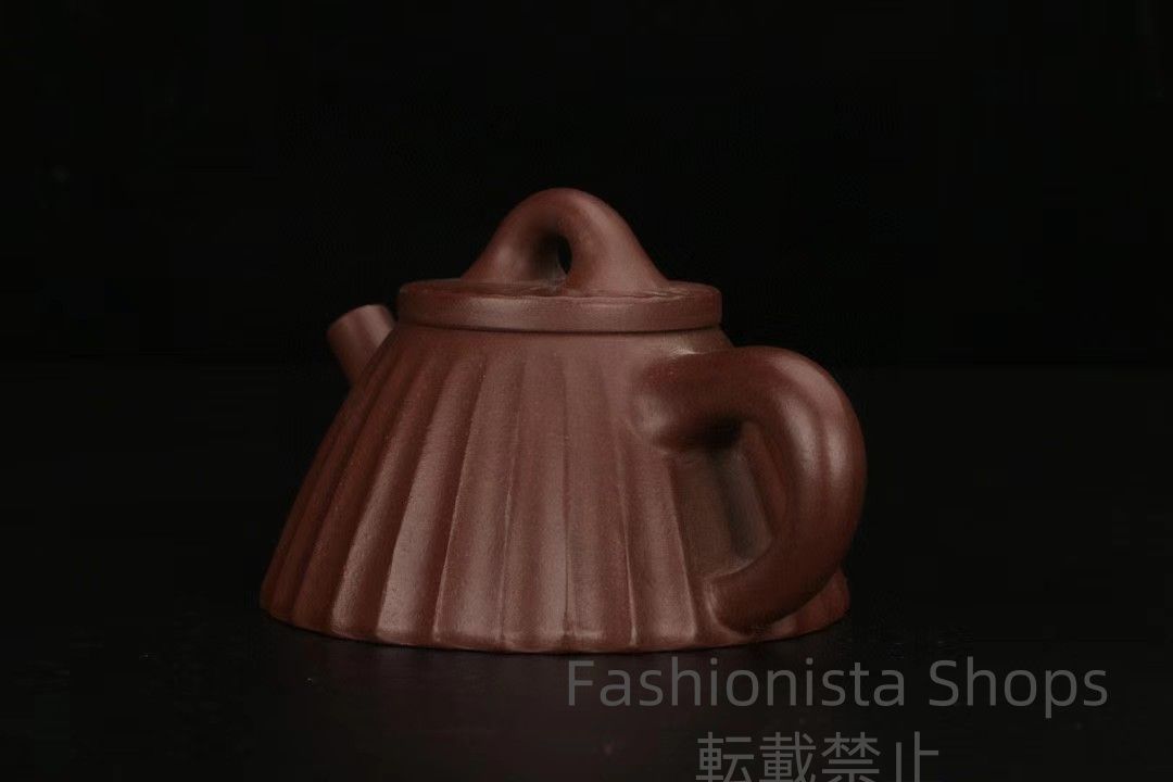 新品未使用】中国古玩 ☆宜興入手 ?原鉱紫泥?紫砂手彫?茶壺?