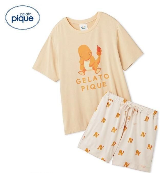ヒトカゲ gelato pique ジェラート ピケ ポケモンスリープ 接触冷感プリントTシャツ＆ショートパンツ レディース