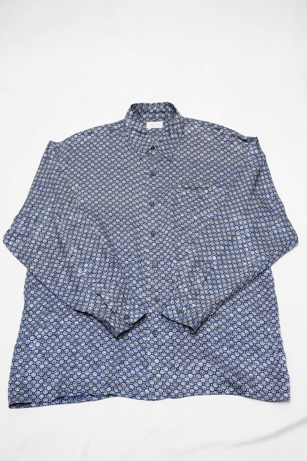 ユーロ 古着 Bagutta バグッタ 総柄シルクシャツ ビッグサイズ BIG 大きめサイズ