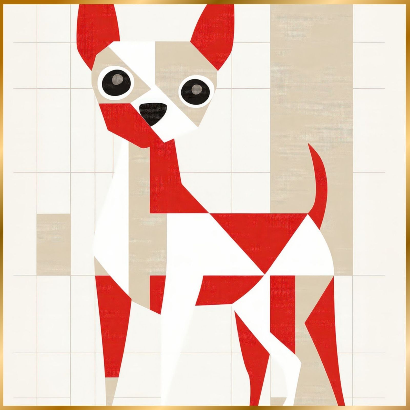 【Red Passion - チワワ犬 No.2】ミニマリスト・ミニマリズム・シンプル・インテリアアート・ペットロス・うちの子・記念日・アートポスター・犬の絵・犬のイラスト・ギフト・プレゼント