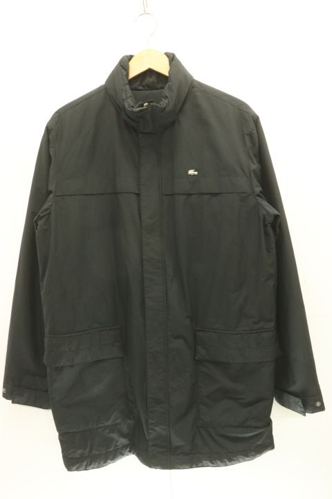 【中古】 LACOSTE メンズ中綿ジャケット 48 中綿ジャケット LACOSTE 48 黒 ブラック 無地
