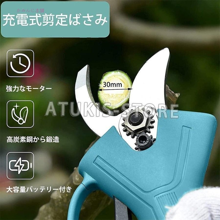 電動剪定ばさみ 剪定バサミ 充電式 剪定鋏 コードレス 切断直径30mm 軽量 女性 庭木|枝切り|果樹用 園芸用