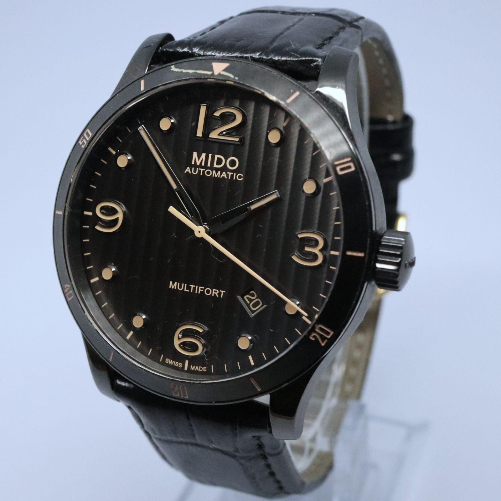 稼働品】MIDO ミドー MULTIFORT マルチフォート 自動巻き ブラック SS 