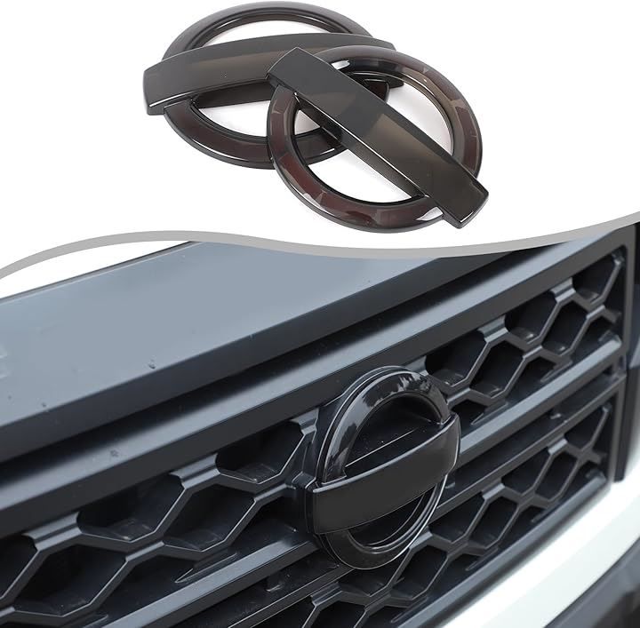 えつく 互換品日産フロンティア 2022年～現行に専用 エンブレムカバー 前後のエンブレム装飾カバー ロゴパネル フロント＆リアロゴカバー リング装飾 外装パーツ カー用品 2点セット(透明な