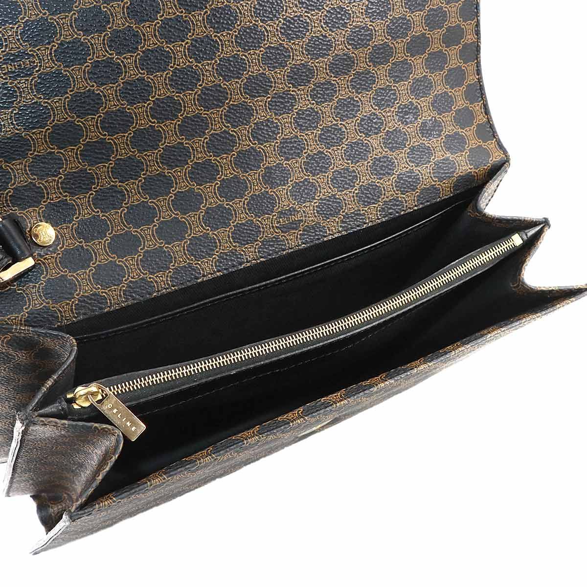 美品 セリーヌ　小物入れ 化粧ポーチ クラッチバッグ 黒マカダム PVCレザー 美品 セリーヌ 小物入れ 化粧ポーチ クラッチバッグ 黒マカダム PVC