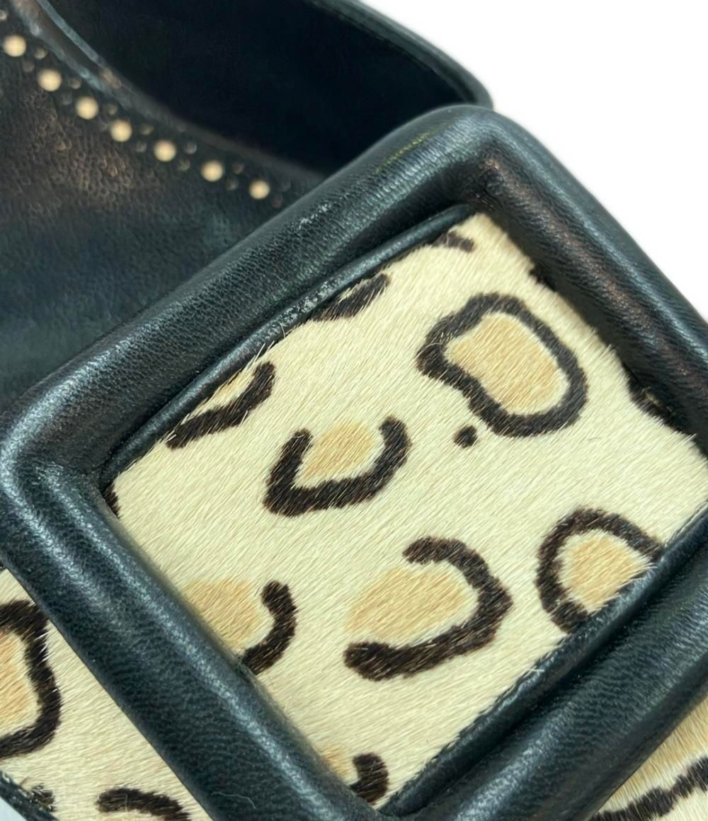 マノロブラニク レオパード柄ハラコミュール メイセール レディース