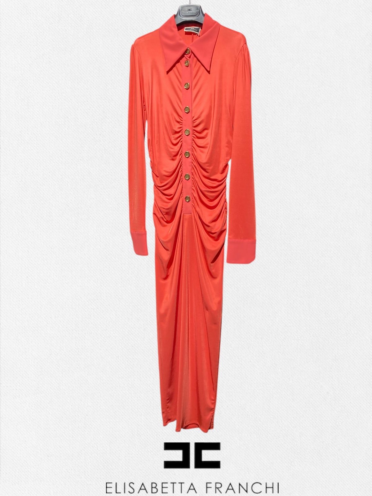 エリザベッタ ELISABETTA FRANCH ワンピース40サイズ レッド レディース ギャザーワンピース イタリア製