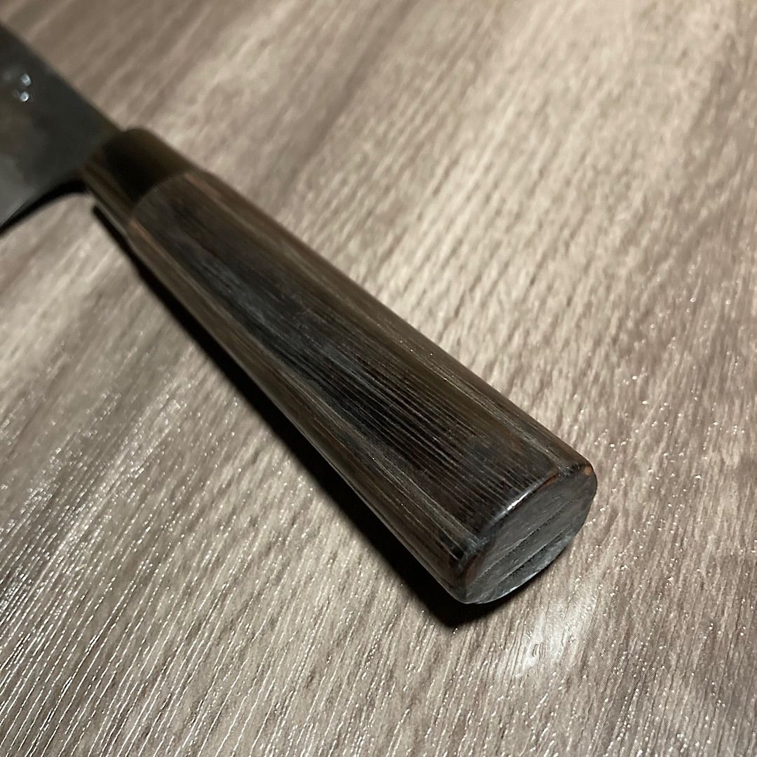 深水刃物 柳刃 刺身包丁 210mm 21cm 白一鋼 白紙一号 両刃 黒打ち
