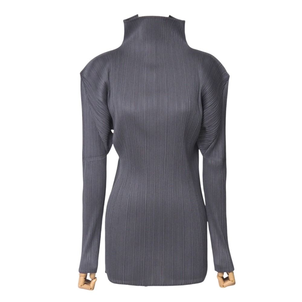 PLEATS PLEASE ISSEY MIYAKE プリーツプリーズ イッセイミヤケ チュニック サイズ4 プリーツ ハイネック 長袖 変形 トップス ブランド古着 20250609|RA5192