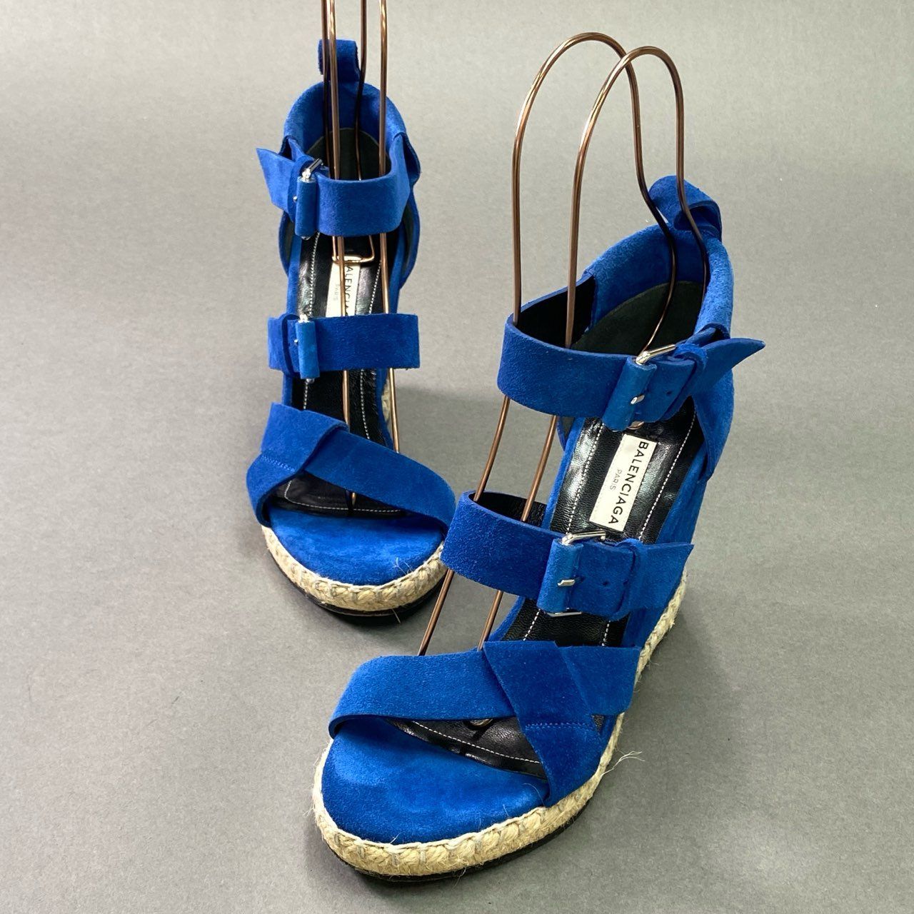 BALENCIAGA バレンシアガ ブルー レザー ウェッジサンダル BALENCIAGA バレンシアガ ブルー レザー ウェッジサンダル