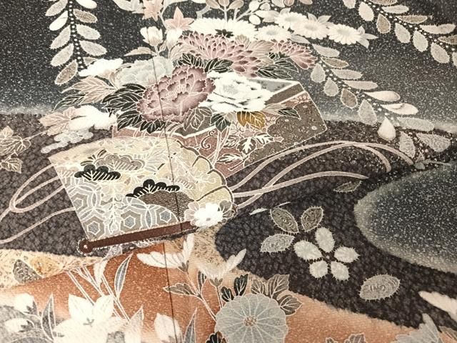 平和屋着物○訪問着 友禅 辻が花 花文箱文 暈し染め たたき