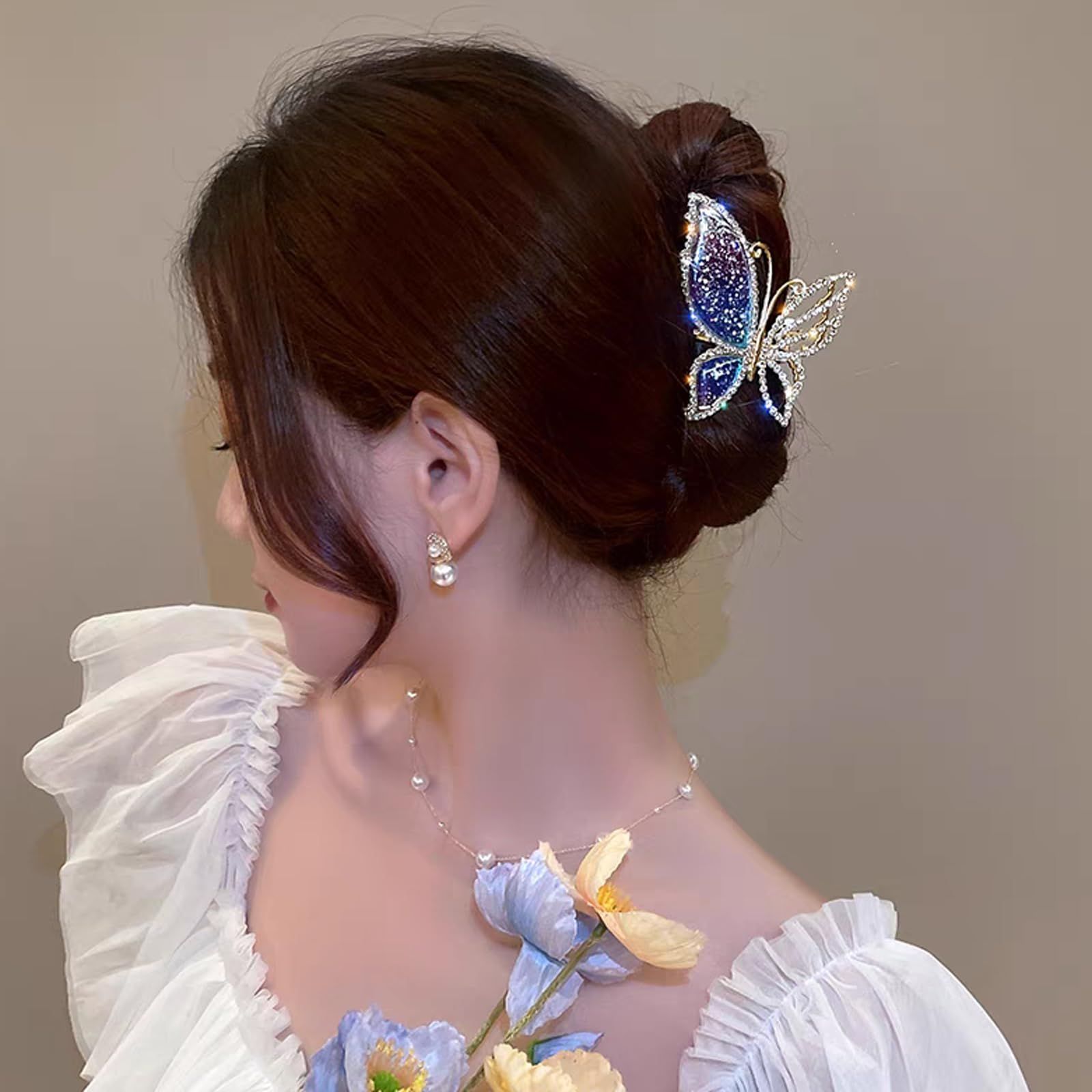 数量 韓国風 レディース シンプル ヘア 髪留め おしゃれ クリップ オフィス かみどめ 大 へあくりっぷ しっかりとまる 贈り物 大きめ バンスクリップ ブリリアントバタフライ HAPVITALヘアクリップ