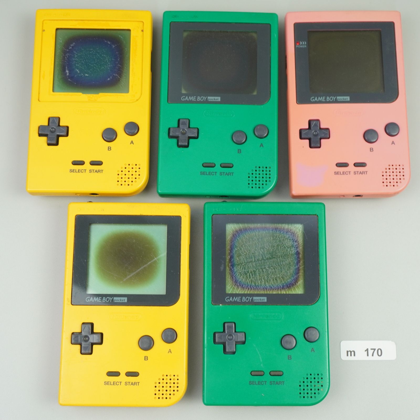 訳あり Nintendo ゲームボーイポケット GBP ５個セット 緑 黄 ピンク m170