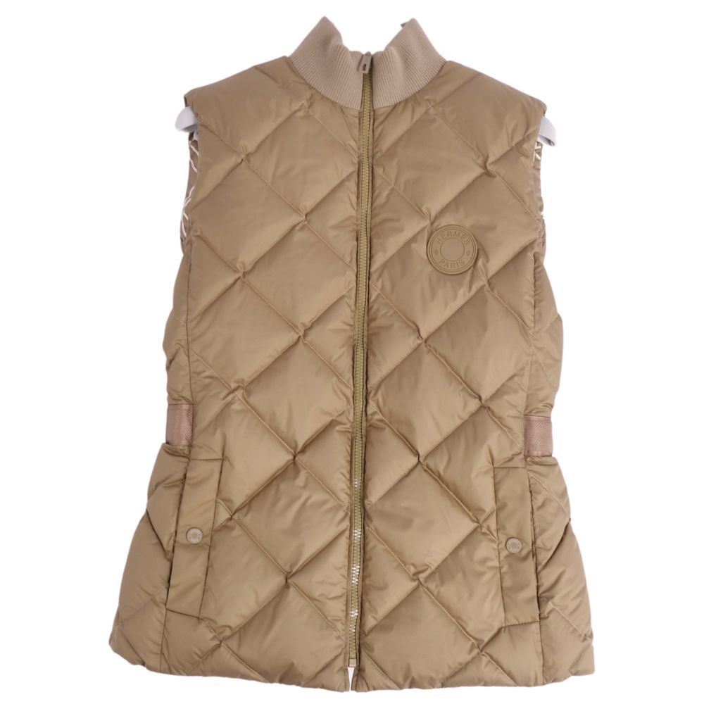 HERMES - 極美品 エルメス HERMES ベスト 22AW ジレ リバーシブル 総柄 アウター レディース イタリア製 36(S相当) カーキ 極美品 エルメス HERMES ベスト 22AW ジレ リバーシブル 総柄