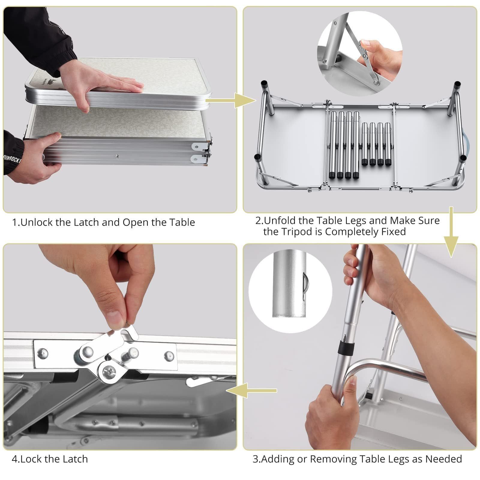 【色:シルバー】Anbte のキャンプの折りたたみ式テーブル、90cmx40cm アウトドア Anbte のキャンプの折りたたみ式テーブル、90cmx40cm の 3