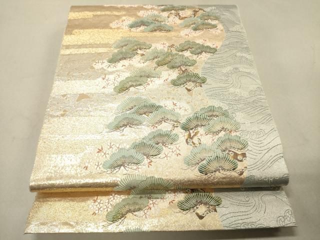 唐織 龍 袋帯 変わり市松 金糸 正絹 六通 Q734 唐織 龍 袋帯 変わり市松 金糸 正絹 六通 Q734