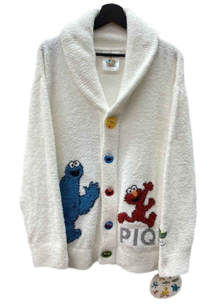 ジェラートピケ gelato pique 23AW ジャガードショールカーディガン セサミストリート ルームウェア フロントボタン ロゴ WHITE 白 SSMUNT235406 カーディガン キャラクター ホワイト M-Lサイズ 104LT-133