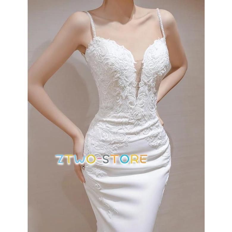 ウェディングドレス マーメイド ウェディングドレス 袖あり ノースリーブ キャミソール ウェディングドレス 大きいサイズ 3L 4L 小さいサイ FFCRYSTALESIA_COM