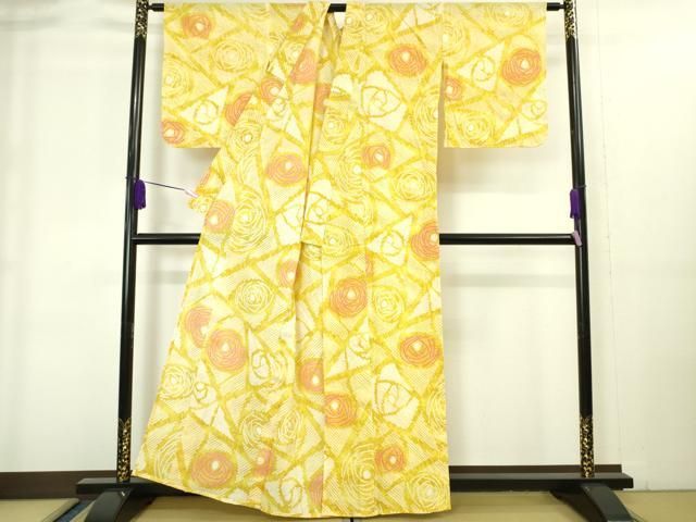 平和屋着物∴夏物　浴衣　有松鳴海絞り　薔薇　綿　逸品　CABA0733ng 平和屋着物∴夏物 浴衣 有松鳴海絞り 薔薇 綿 逸品 CABA0733ng 浴衣