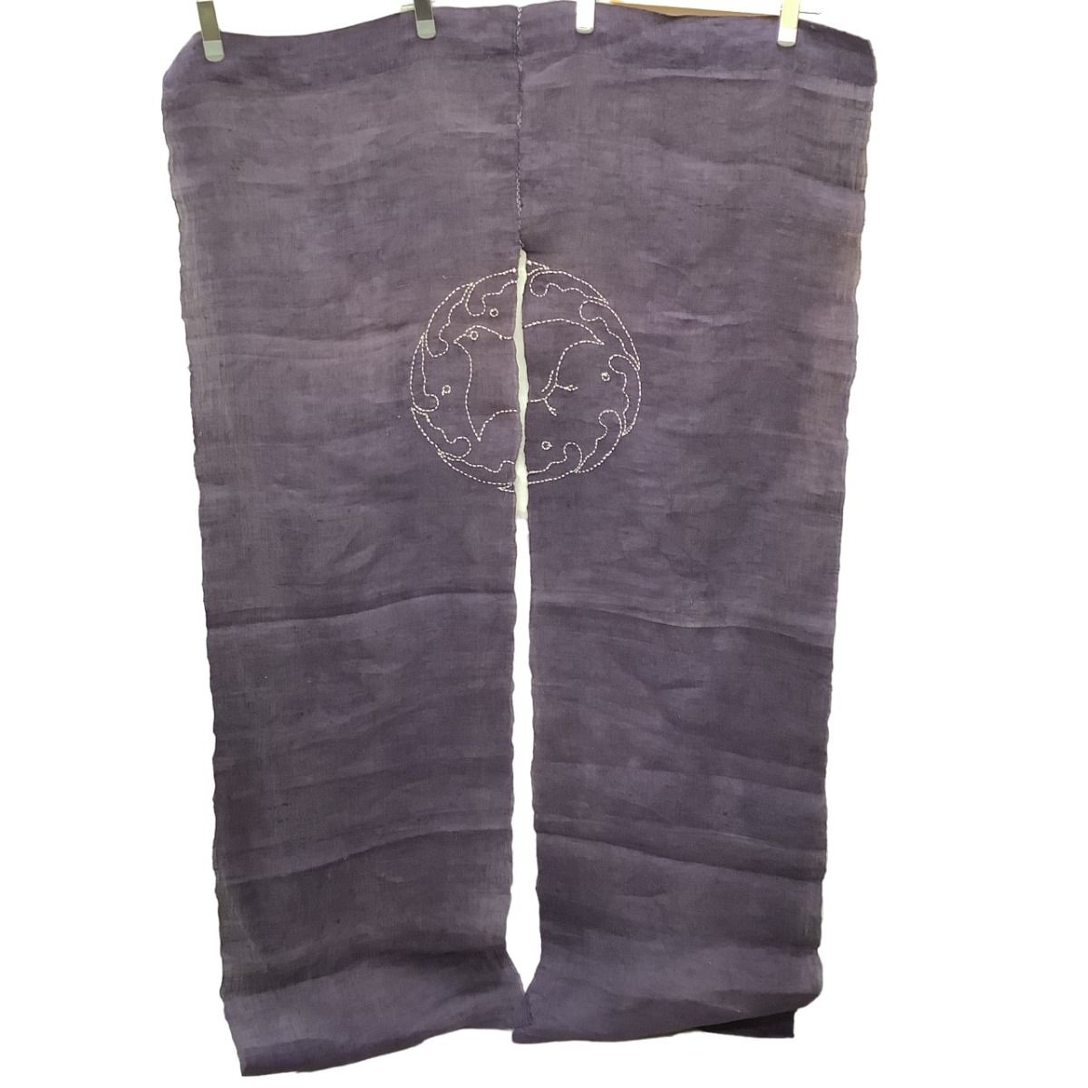 ふじみやび　のれん ♪♪ふじみやび 暖簾 のれん 麻 紫 アイボリー - メルカリ