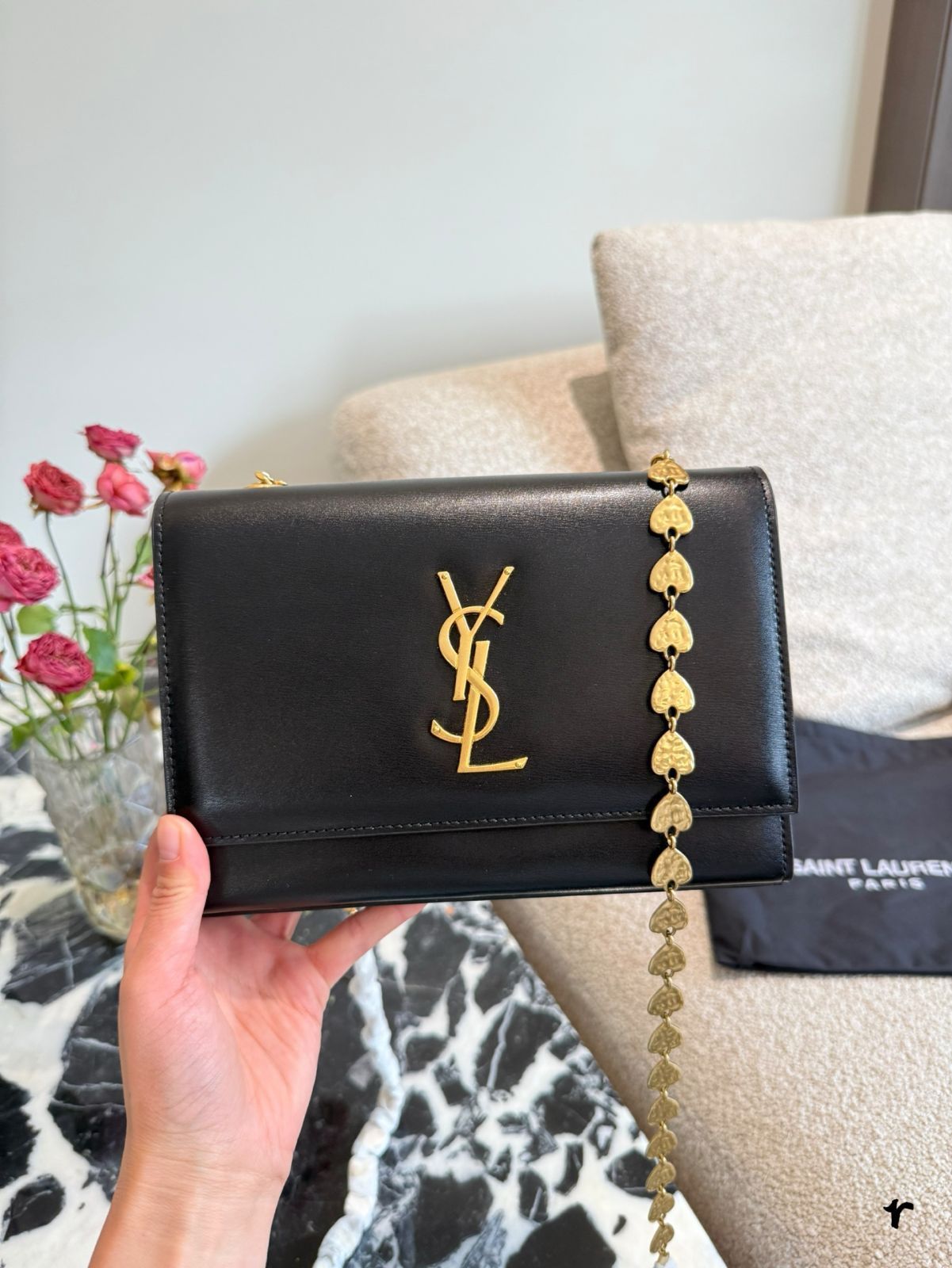Saint Laurent ロゴ チェーン トートバッグ カーキ 今日特価】YSL Saint Laurent KATE 最新デザイン ラブチェーン