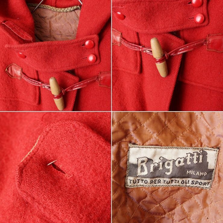 50s 60s Brigatti ウールダッフルコート レッド XL aw135 - メルカリ