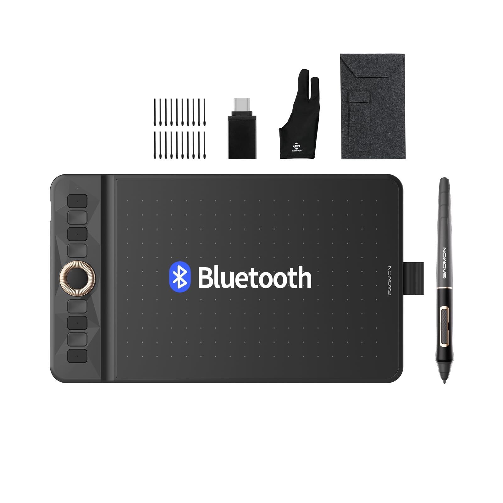 WH851 ペンタブレット 8×5インチ ダークグレー 板タブ スマホに接続可能 OS/Linux/Android対応 Windows/MacOS/Chrome Bluetooth接続対応 傾き検出機能付き 有線・無線両対応 筆圧検知16384レベル ペンタブ